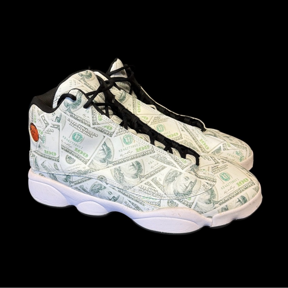 Men’s Custom Mid-Top Money Print Sneakers 13M